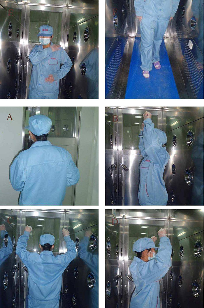 使用前應(yīng)檢查風(fēng)淋室的外觀是否完好，電氣系統(tǒng)是否正常，氣簾是否運行順暢。